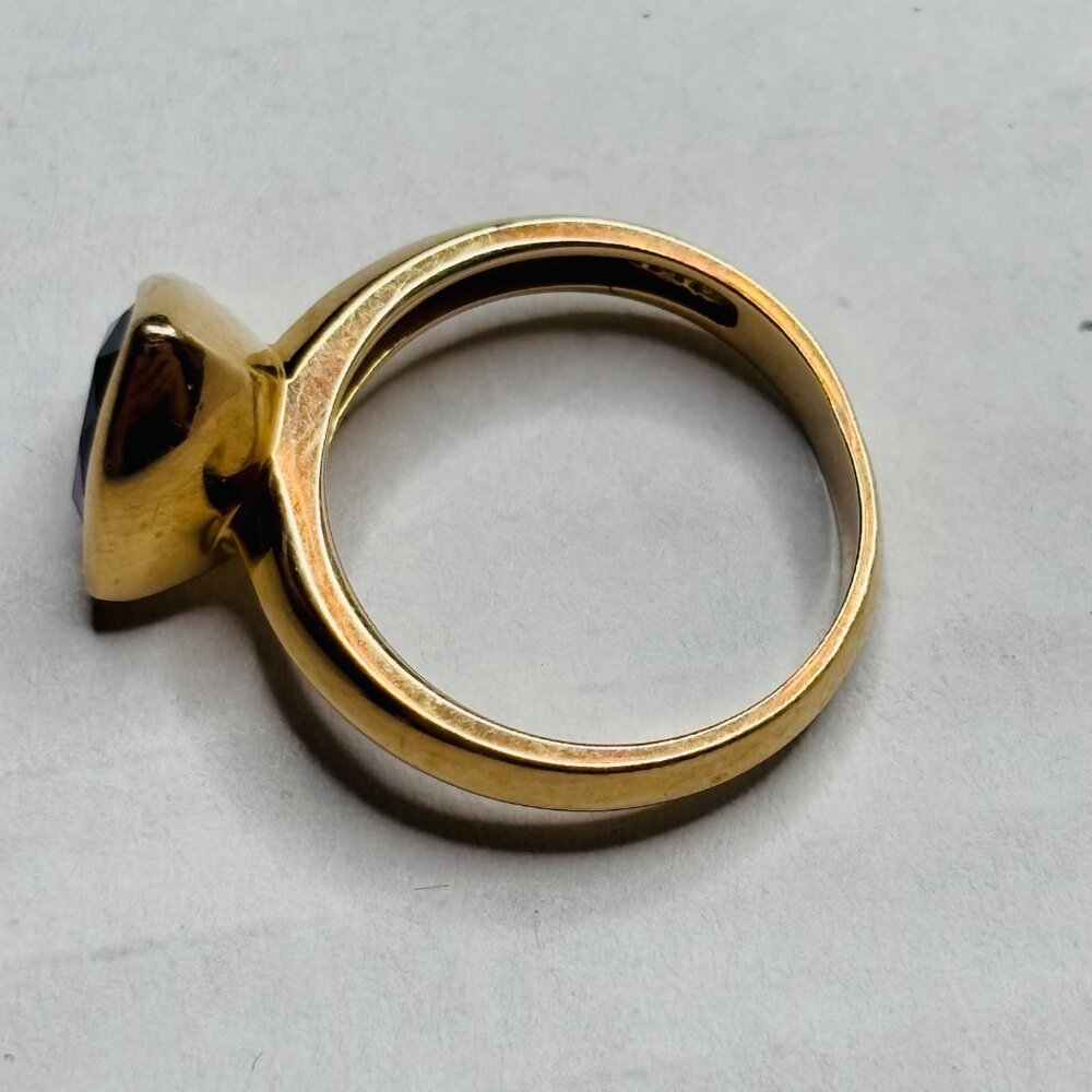 ⛔️SOLD⛔️Signed 14K FP Trillion-Cut Amethyst Triangle Ring Size 7 - Picture 8 of 10